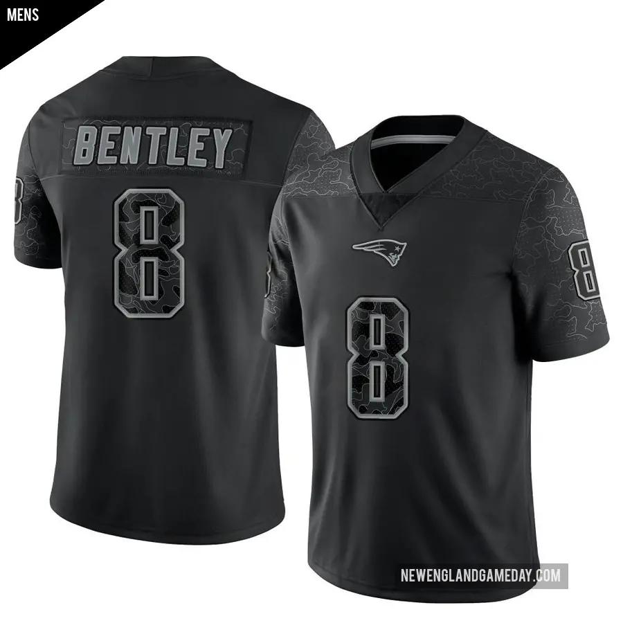 Men's New England Patriots ＃8 Ja'Whaun Bentley Black Limited Reflective Jersey