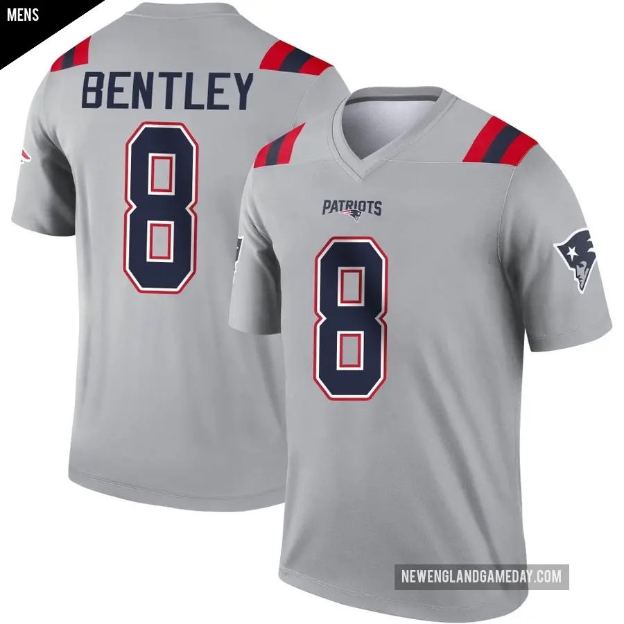 Men's New England Patriots ＃8 Ja'Whaun Bentley Gray Legend Inverted Jersey