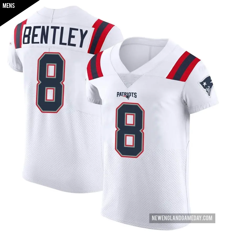 Men's New England Patriots ＃8 Ja'Whaun Bentley White Elite Vapor Untouchable Jersey