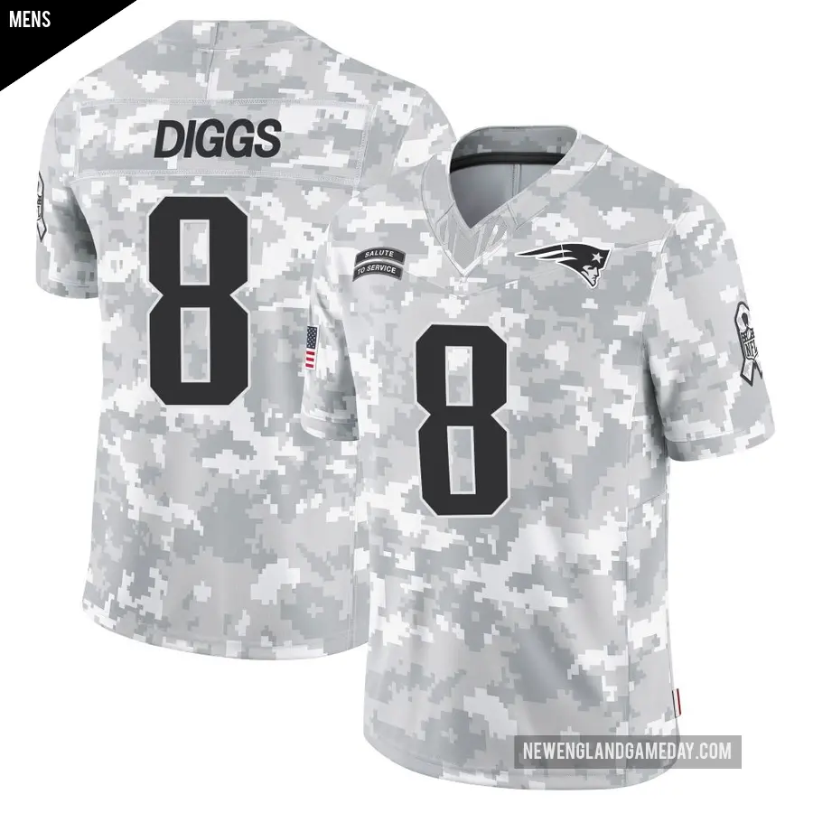 Men's New England Patriots ＃8 Stefon Diggs Arctic Camo Limited 2024 Salute to Service Jersey