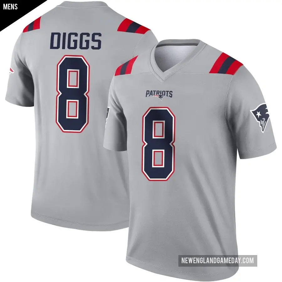 Men's New England Patriots ＃8 Stefon Diggs Gray Legend Inverted Jersey