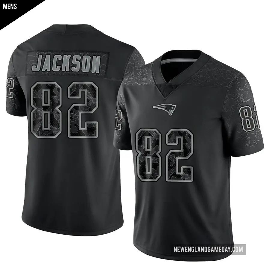Men's New England Patriots ＃82 JaQuae Jackson Black Limited Reflective Jersey