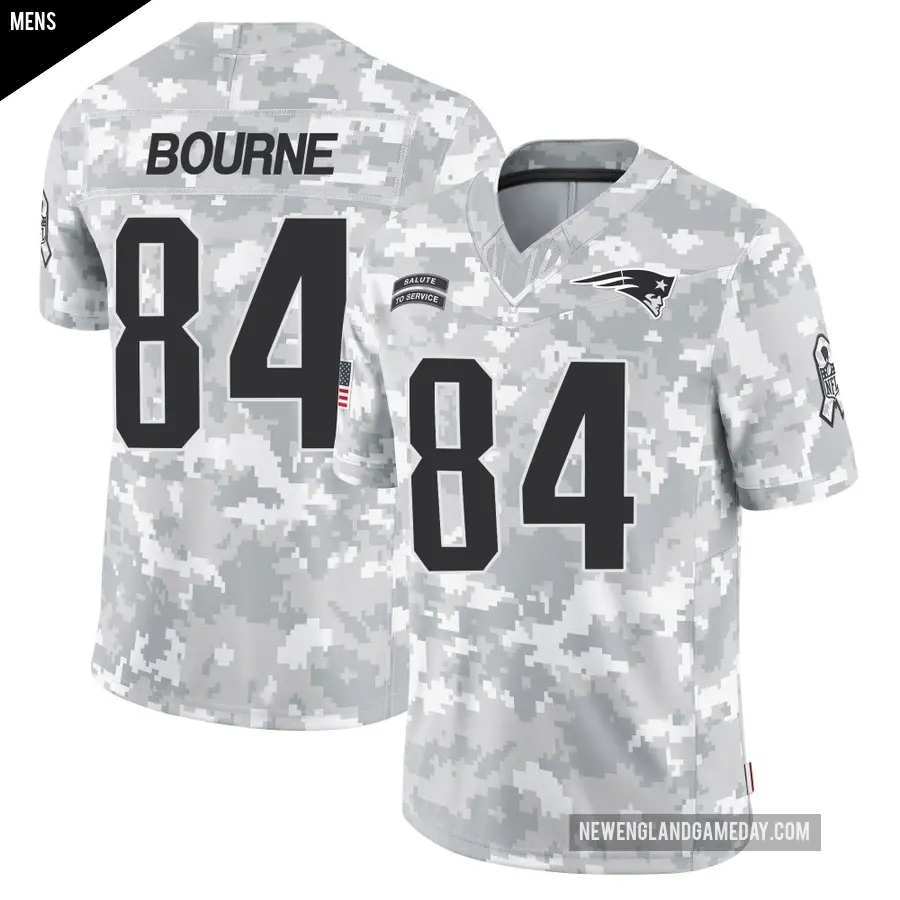 Men's New England Patriots ＃84 Kendrick Bourne Arctic Camo Limited 2024 Salute to Service Jersey