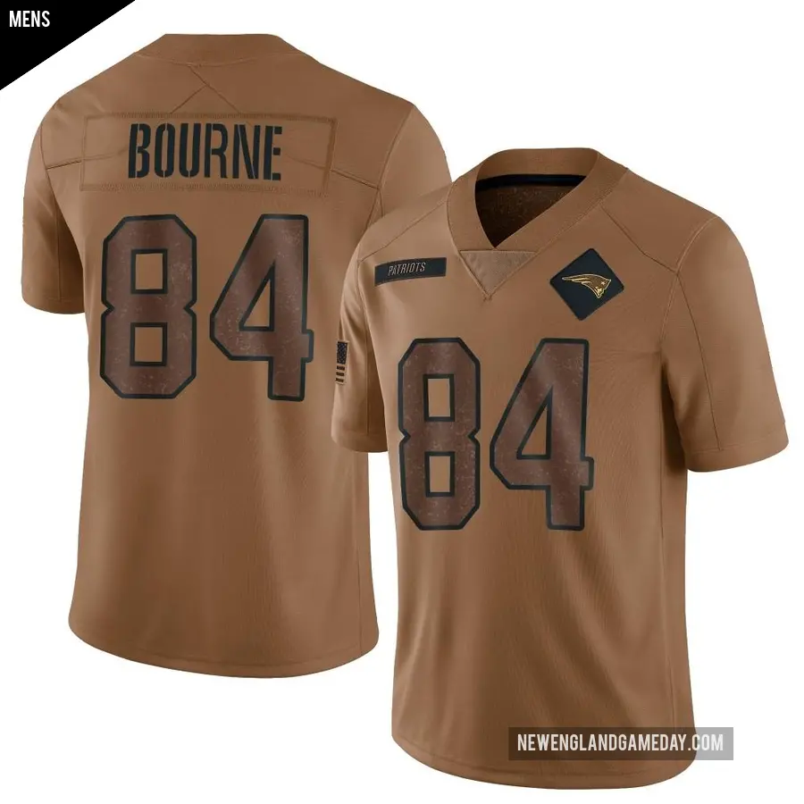 Men's New England Patriots ＃84 Kendrick Bourne Brown Limited 2023 Salute To Service Jersey