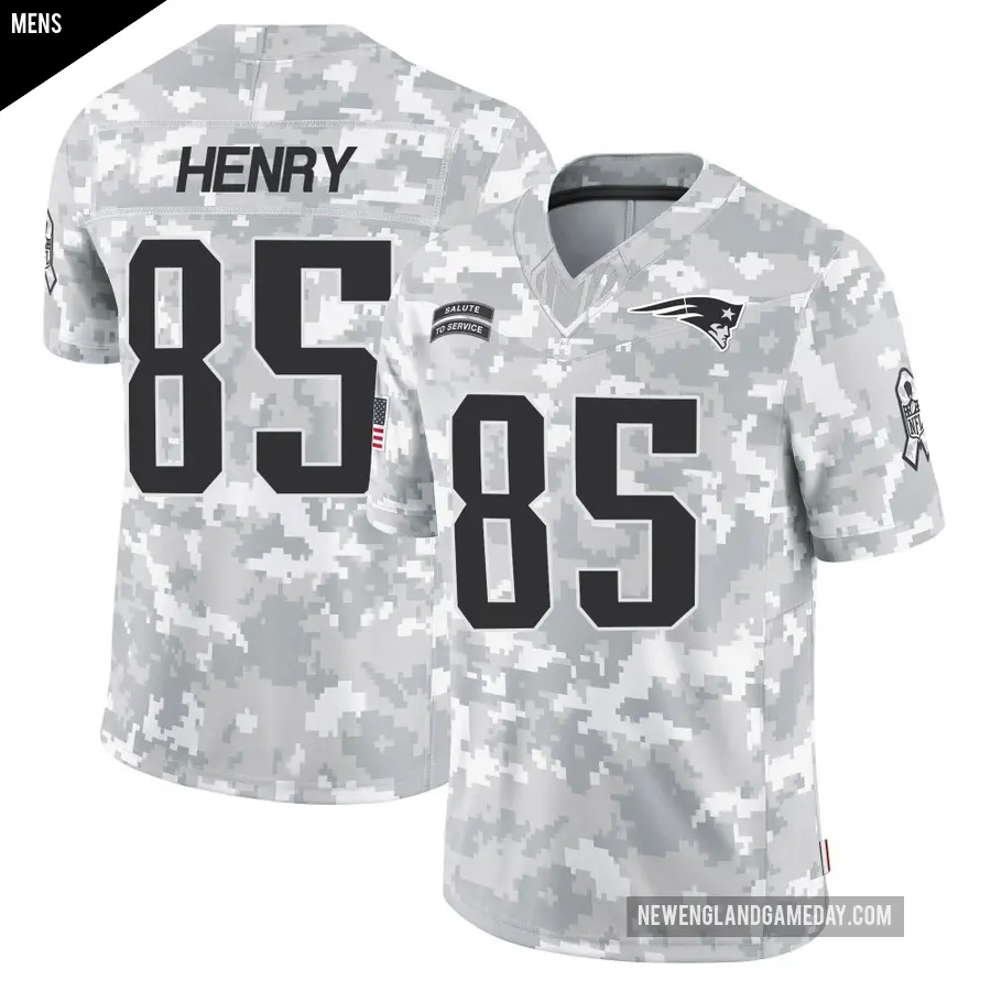 Men's New England Patriots ＃85 Hunter Henry Arctic Camo Limited 2024 Salute to Service Jersey