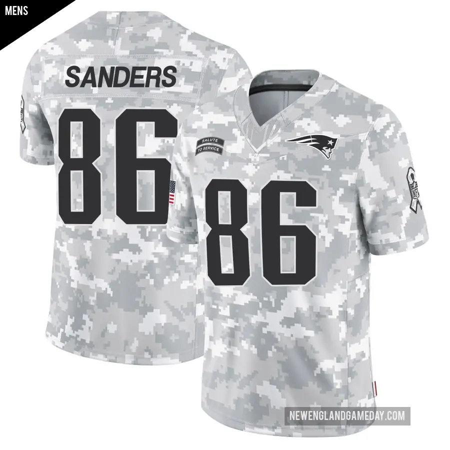 Men's New England Patriots ＃86 Braylon Sanders Arctic Camo Limited 2024 Salute to Service Jersey