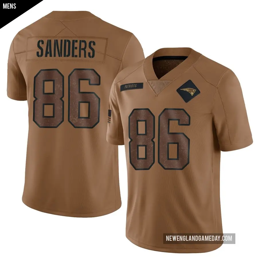 Men's New England Patriots ＃86 Braylon Sanders Brown Limited 2023 Salute To Service Jersey