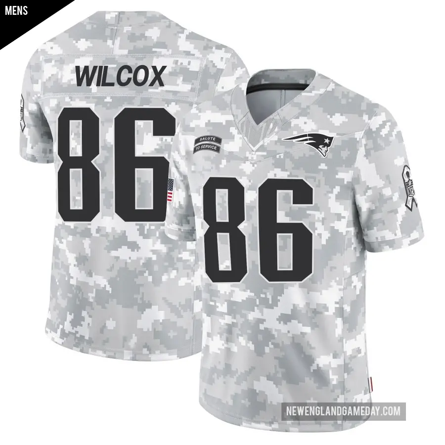 Men's New England Patriots ＃86 Mitchell Wilcox Arctic Camo Limited 2024 Salute to Service Jersey