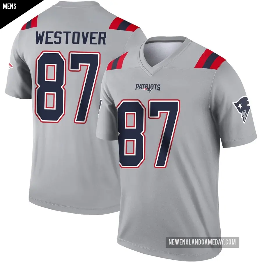 Men's New England Patriots ＃87 Jack Westover Gray Legend Inverted Jersey