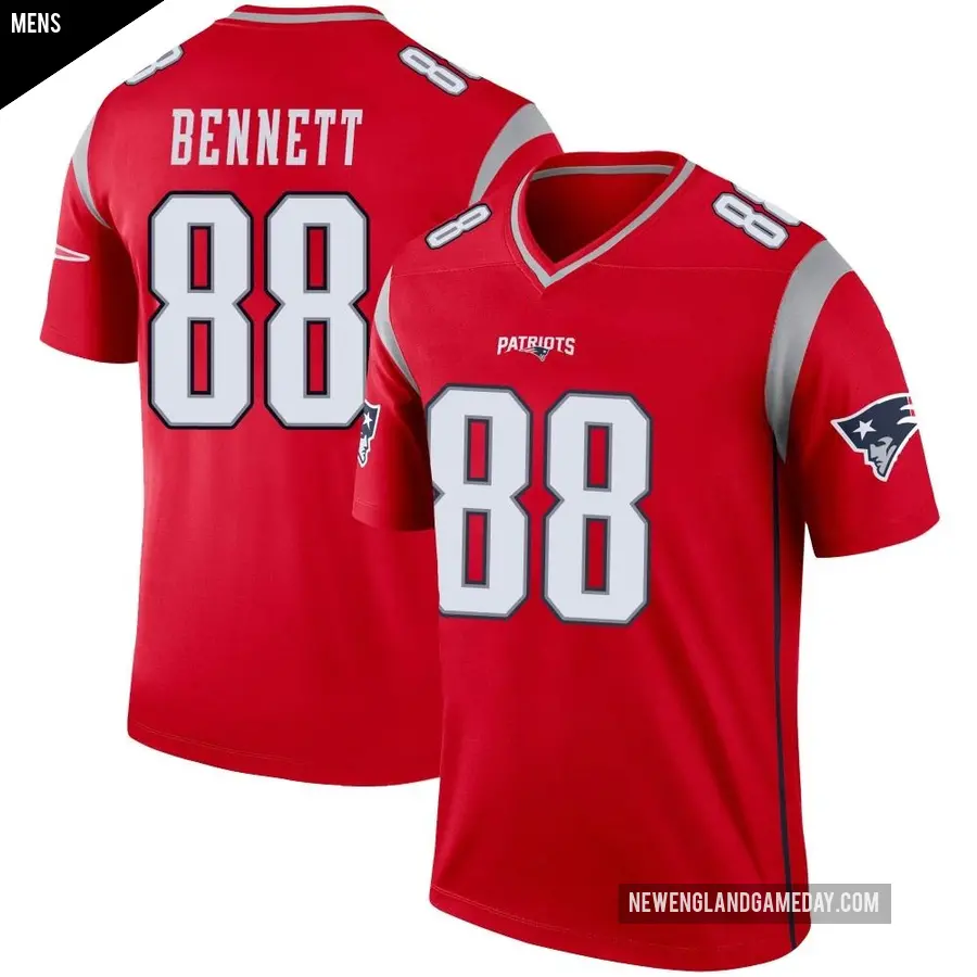 Men's New England Patriots ＃88 Martellus Bennett Red Legend Inverted Jersey