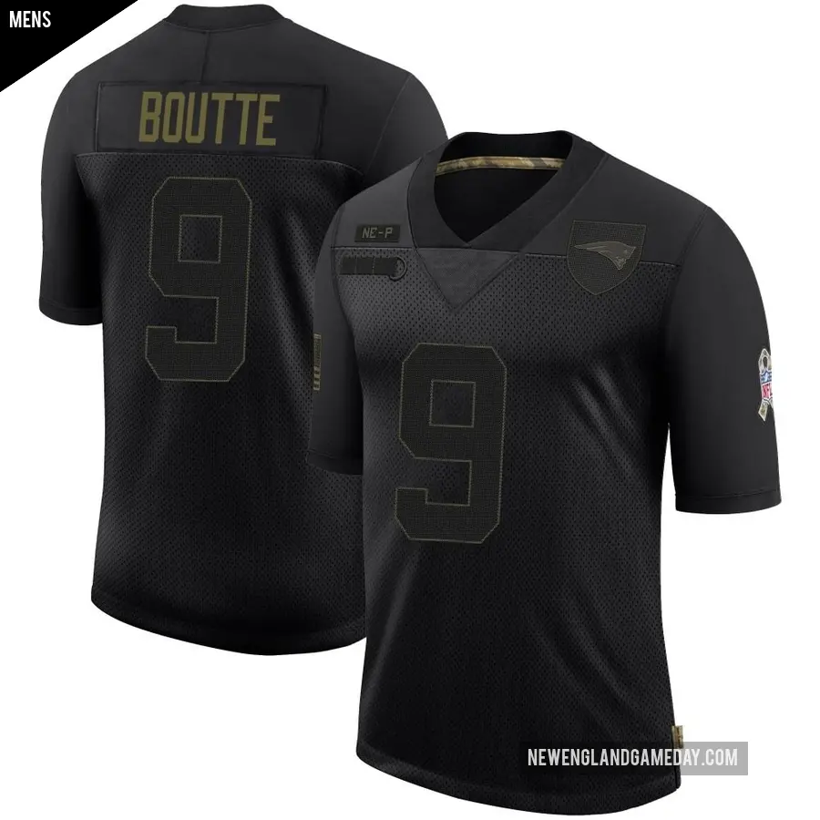 Men's New England Patriots ＃9 Kayshon Boutte Black Limited 2020 Salute To Service Jersey