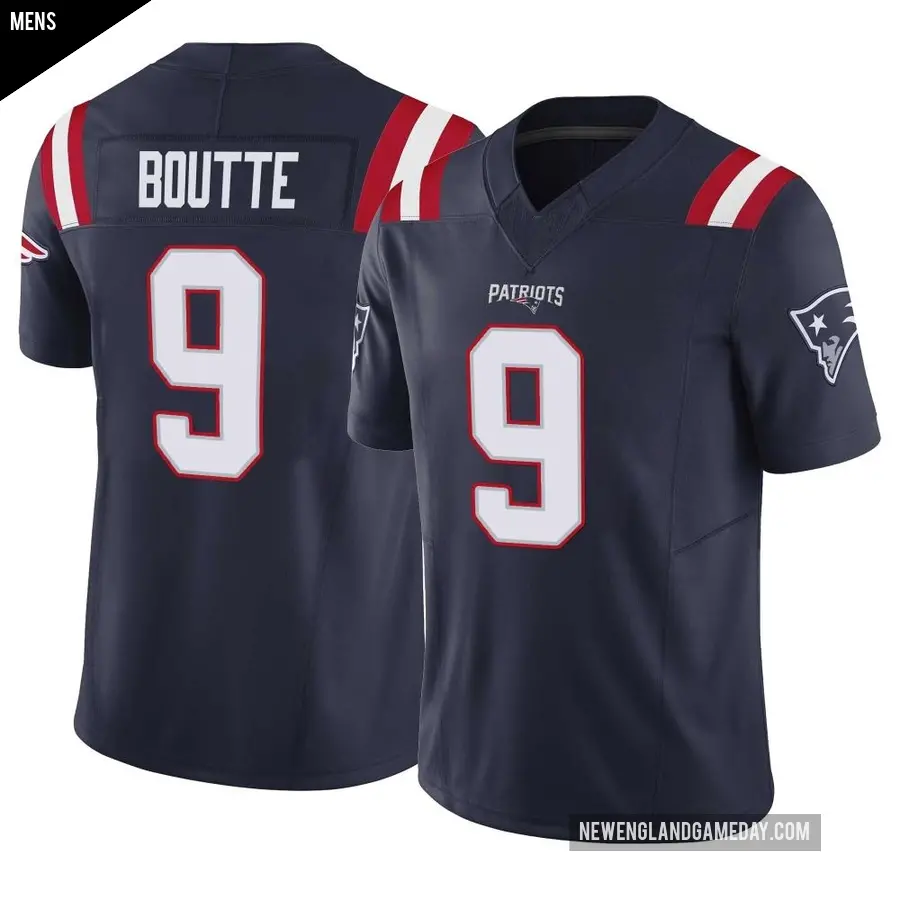Men's New England Patriots ＃9 Kayshon Boutte Navy Limited Vapor F.U.S.E. Jersey