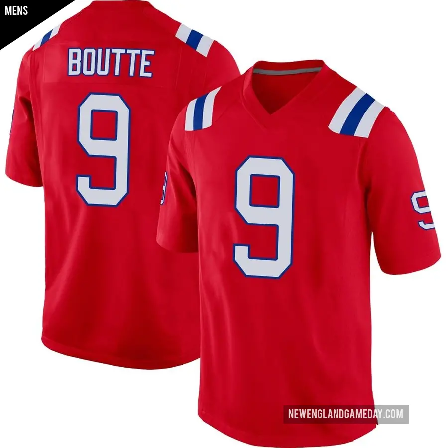 Men's New England Patriots ＃9 Kayshon Boutte Red Game Alternate Jersey