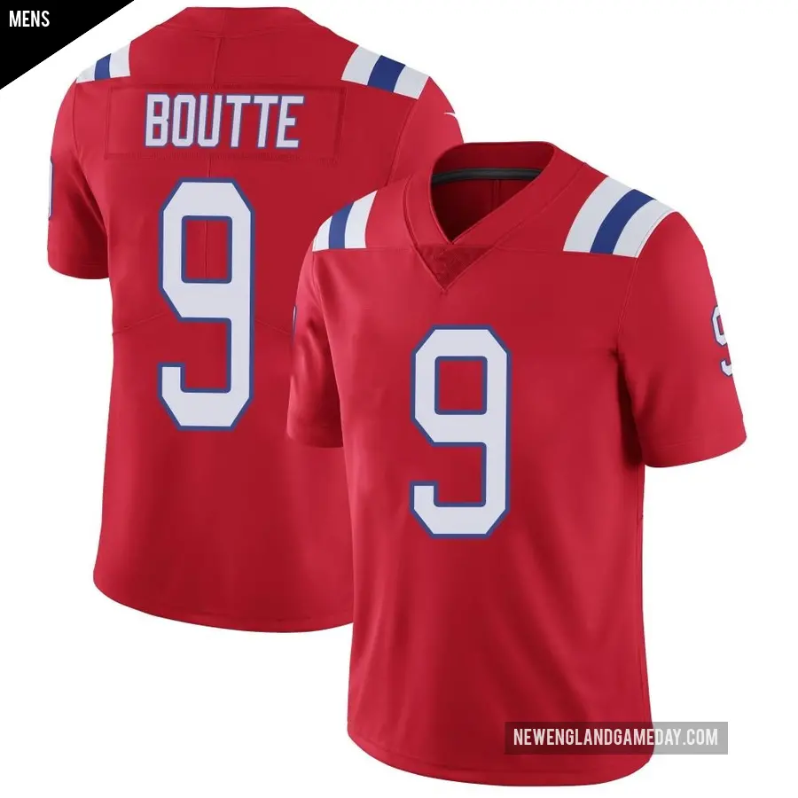 Men's New England Patriots ＃9 Kayshon Boutte Red Limited Vapor Untouchable Alternate Jersey