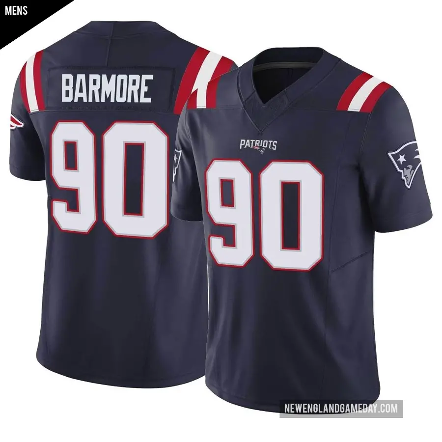 Men's New England Patriots ＃90 Christian Barmore Navy Limited Vapor F.U.S.E. Jersey