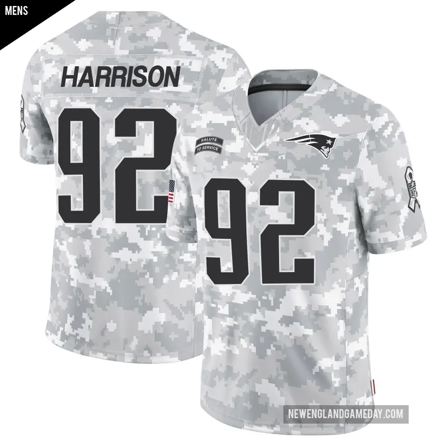 Men's New England Patriots ＃92 James Harrison Arctic Camo Limited 2024 Salute to Service Jersey