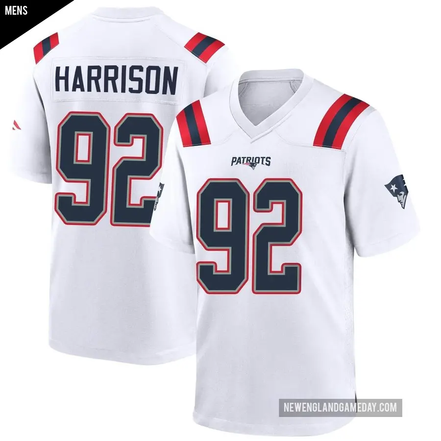 Men's New England Patriots ＃92 James Harrison White Game Jersey