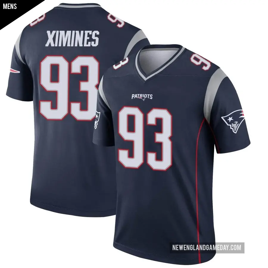 Men's New England Patriots ＃93 Oshane Ximines Navy Legend Jersey