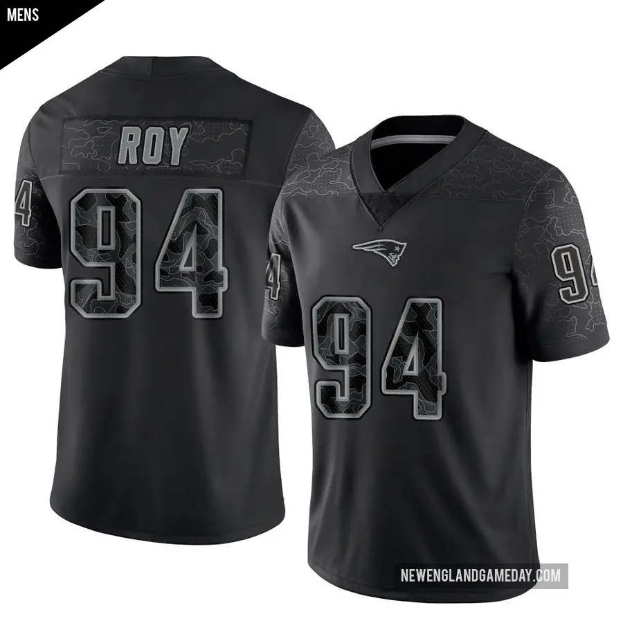 Men's New England Patriots ＃94 Jaquelin Roy Black Limited Reflective Jersey