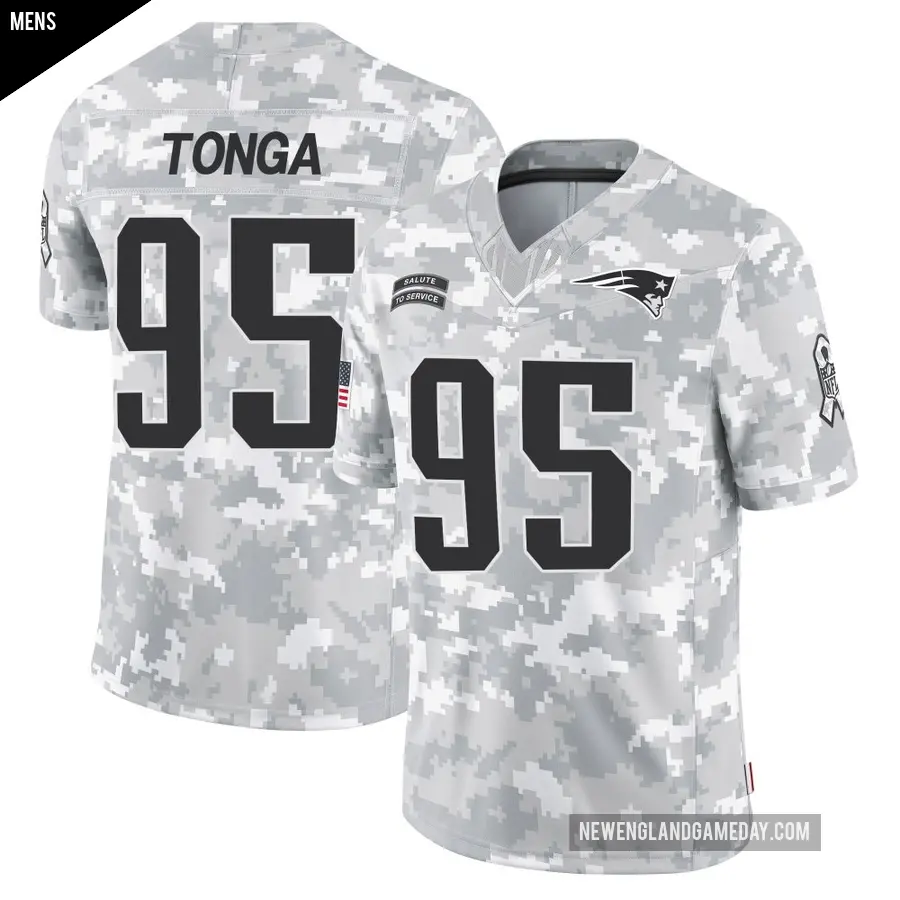 Men's New England Patriots ＃95 Khyiris Tonga Arctic Camo Limited 2024 Salute to Service Jersey
