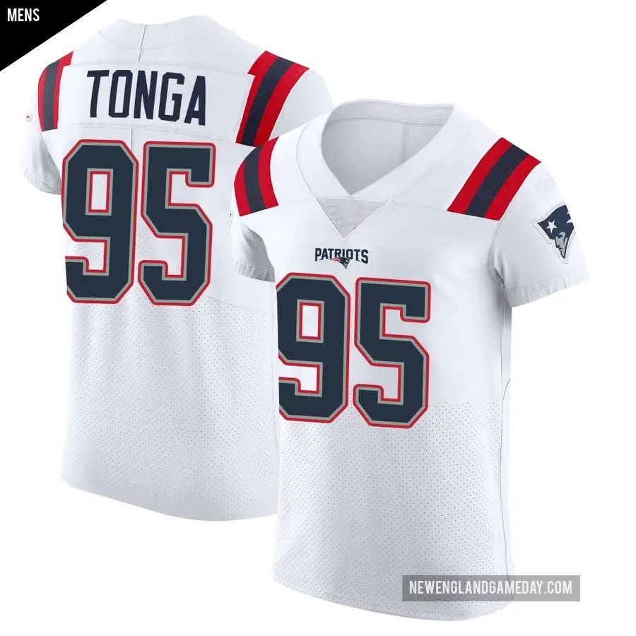 Men's New England Patriots ＃95 Khyiris Tonga White Elite Vapor Untouchable Jersey