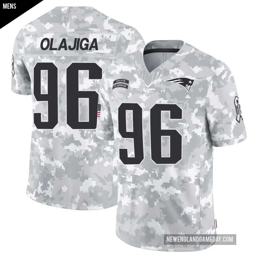 Men's New England Patriots ＃96 David Olajiga Arctic Camo Limited 2024 Salute to Service Jersey