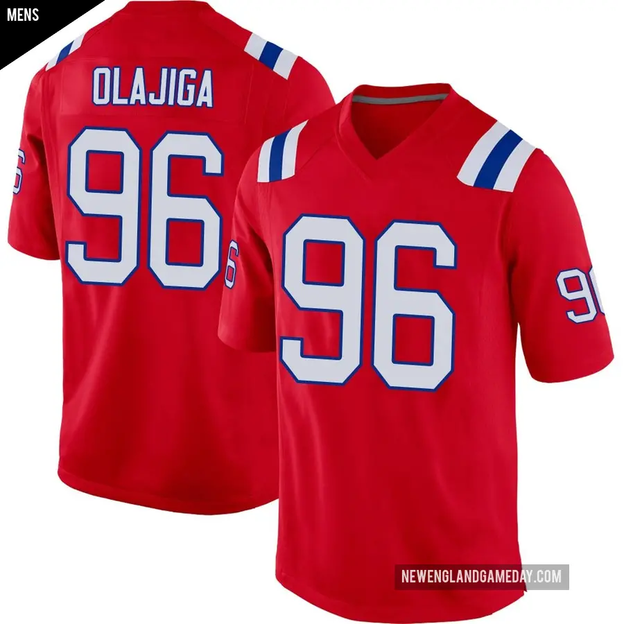 Men's New England Patriots ＃96 David Olajiga Red Game Alternate Jersey