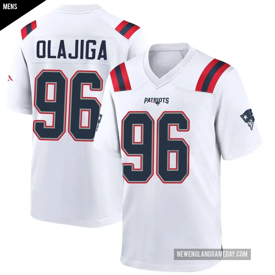 Men's New England Patriots ＃96 David Olajiga White Game Jersey