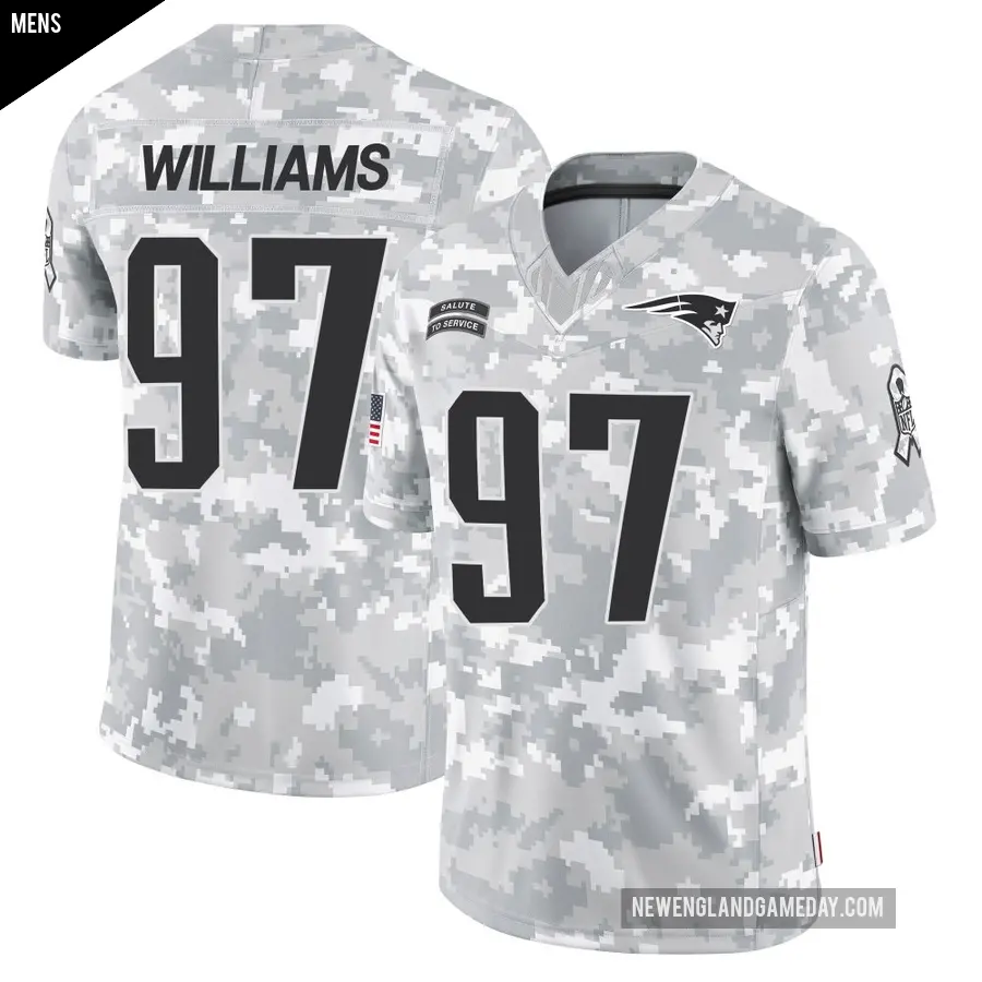Men's New England Patriots ＃97 Milton Williams Arctic Camo Limited 2024 Salute to Service Jersey