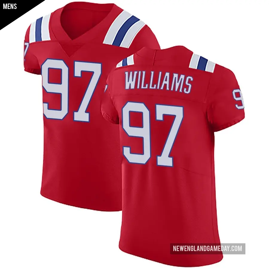 Men's New England Patriots ＃97 Milton Williams Red Elite Vapor Untouchable Alternate Jersey