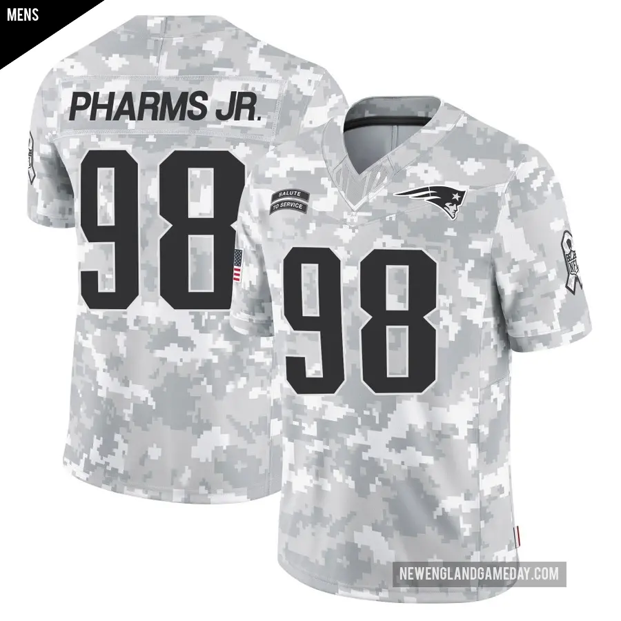 Men's New England Patriots ＃98 Jeremiah Pharms Jr. Arctic Camo Limited 2024 Salute to Service Jersey