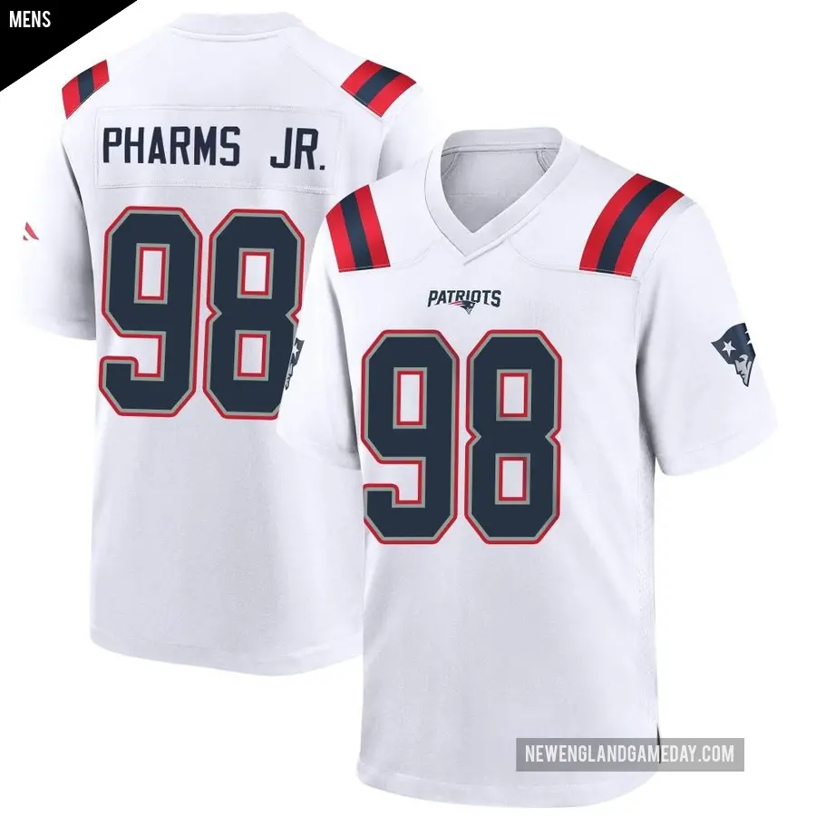 Men's New England Patriots ＃98 Jeremiah Pharms Jr. White Game Jersey