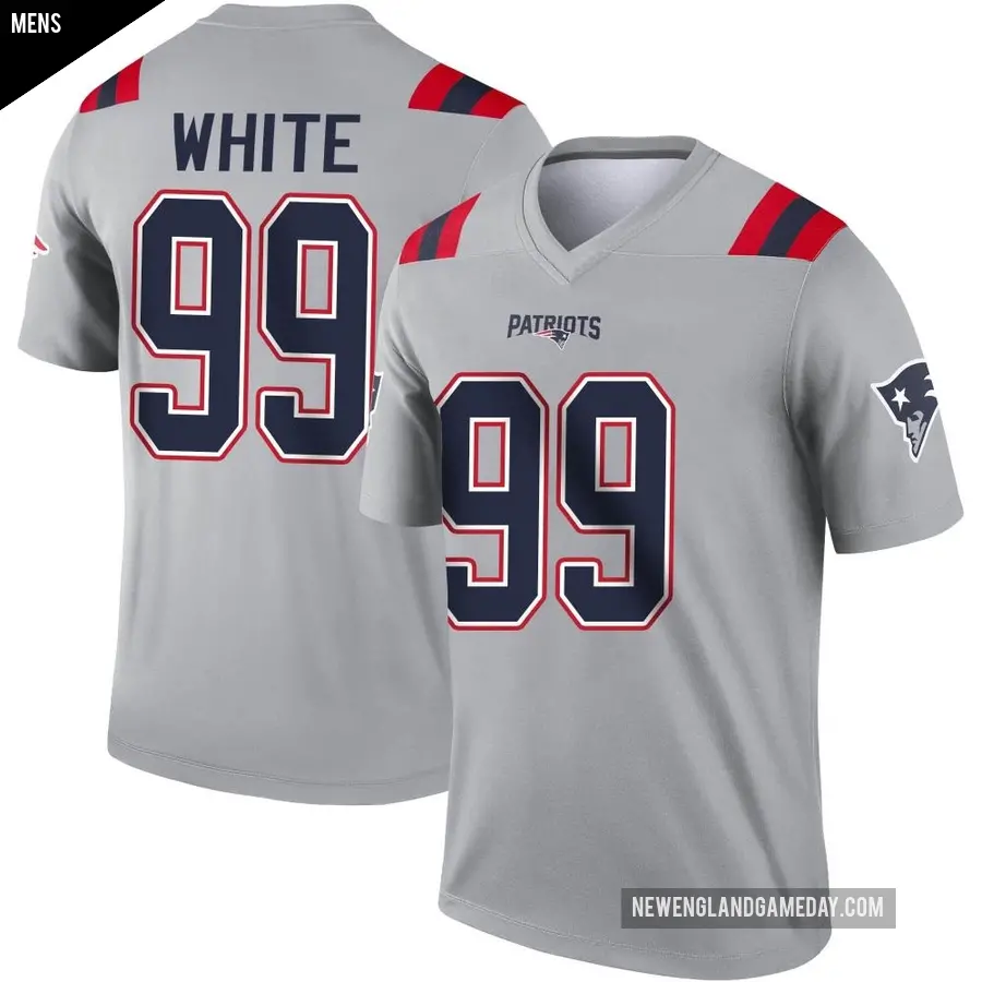 Men's New England Patriots ＃99 Keion White Gray Legend Inverted Jersey