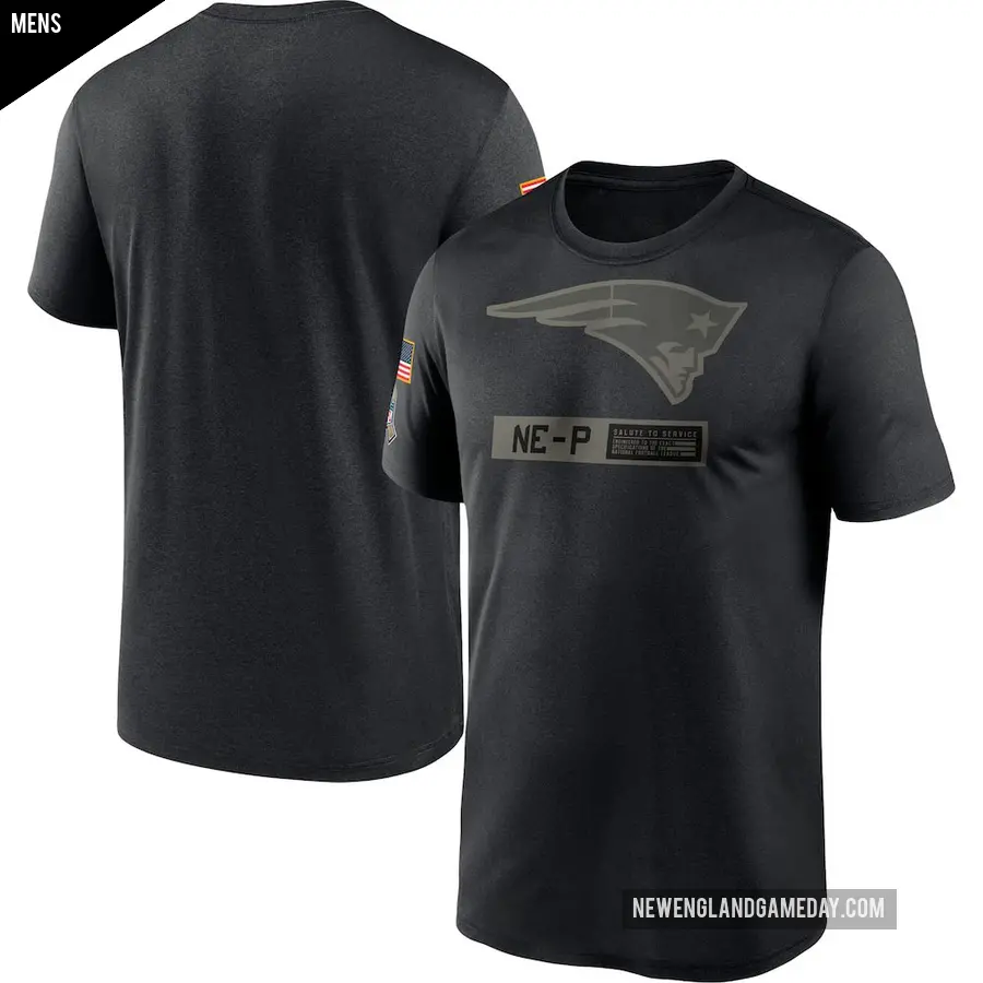 Men's New England Patriots Black 2020 Salute to Service Team Logo Performance T-Shirt