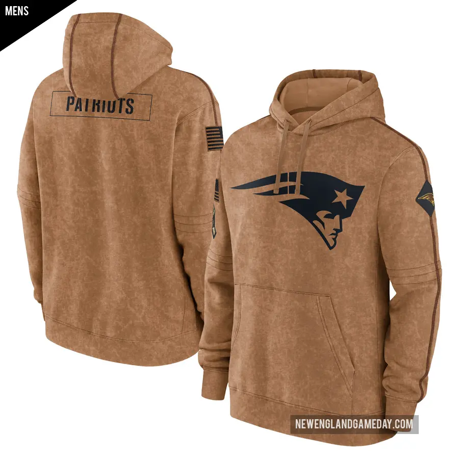 Men's New England Patriots Brown 2023 Salute to Service Club Pullover Hoodie