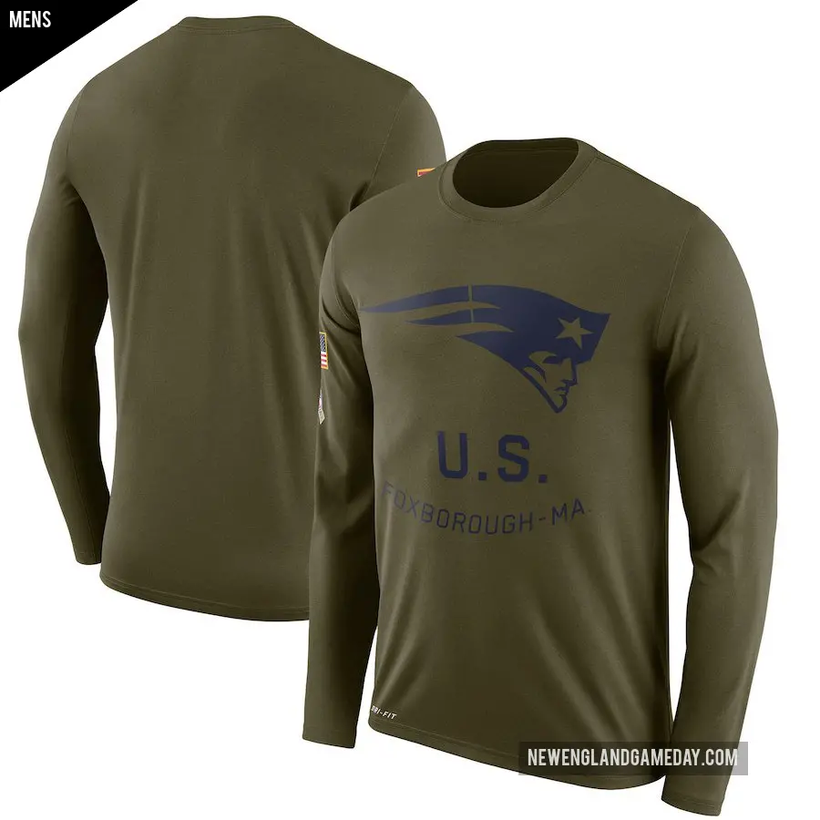 Men's New England Patriots Olive Legend 2018 Salute to Service Sideline Performance Long Sleeve T-Shirt
