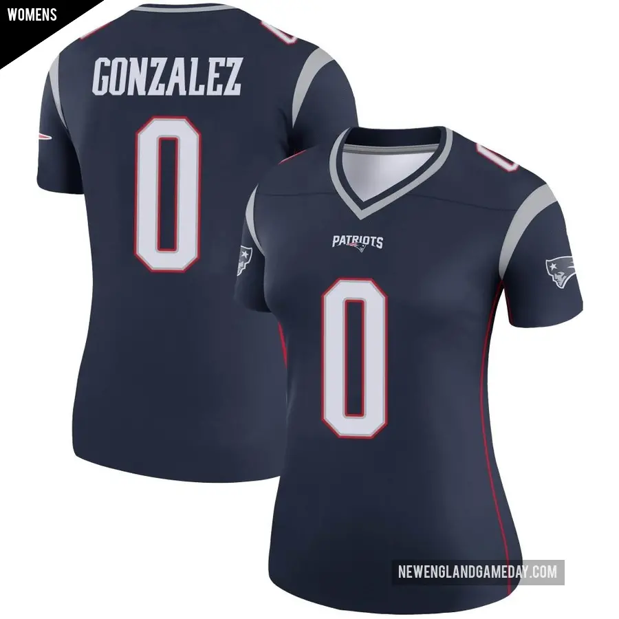 Women's New England Patriots ＃0 Christian Gonzalez Navy Legend Jersey