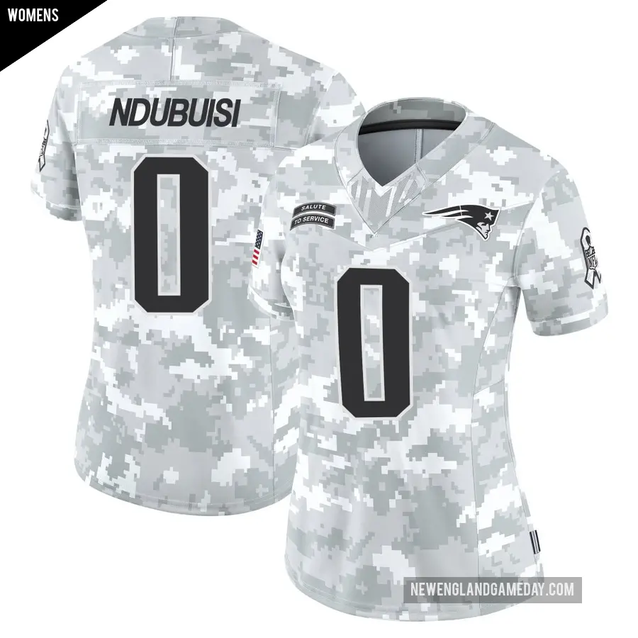Women's New England Patriots ＃0 Haggai Ndubuisi Arctic Camo Limited 2024 Salute to Service Jersey