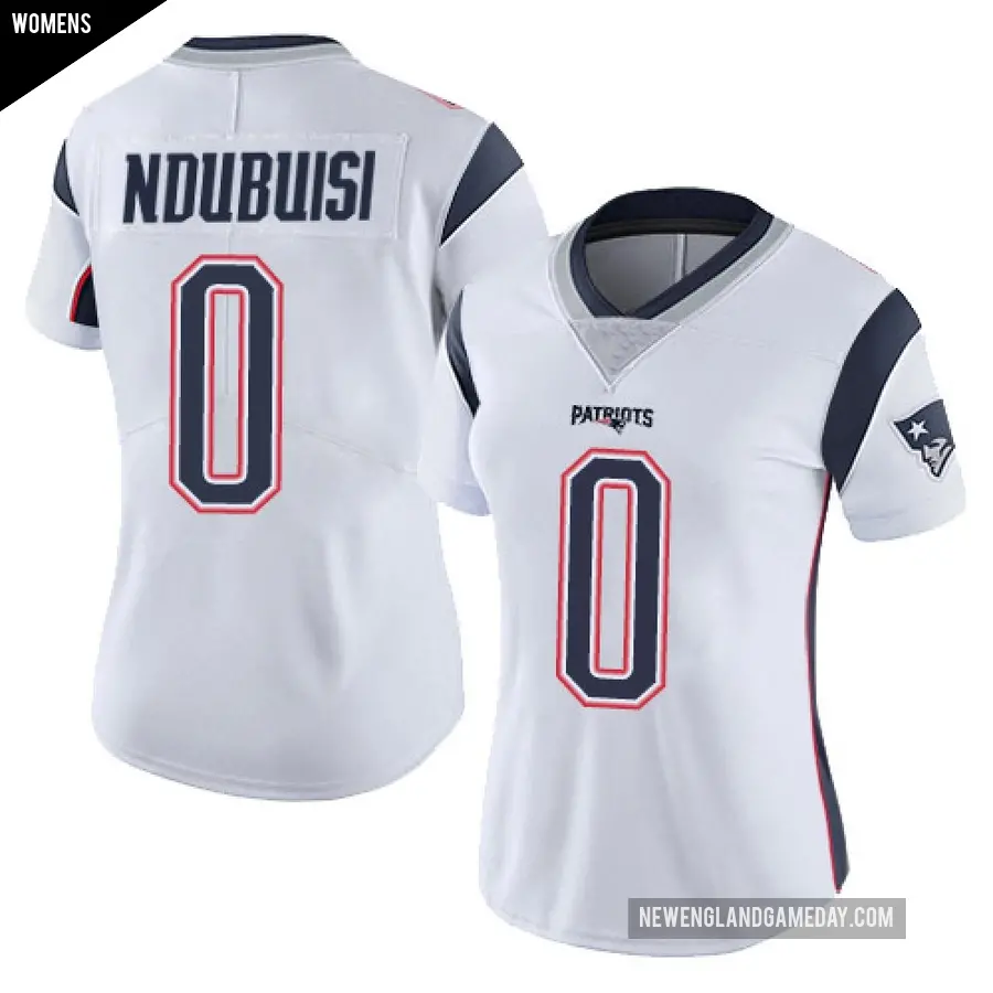Women's New England Patriots ＃0 Haggai Ndubuisi White Limited Vapor Untouchable Jersey