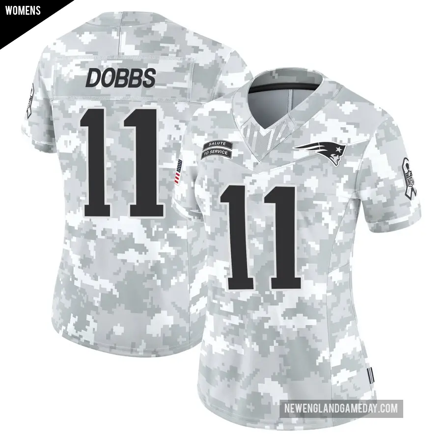 Women's New England Patriots ＃11 Joshua Dobbs Arctic Camo Limited 2024 Salute to Service Jersey