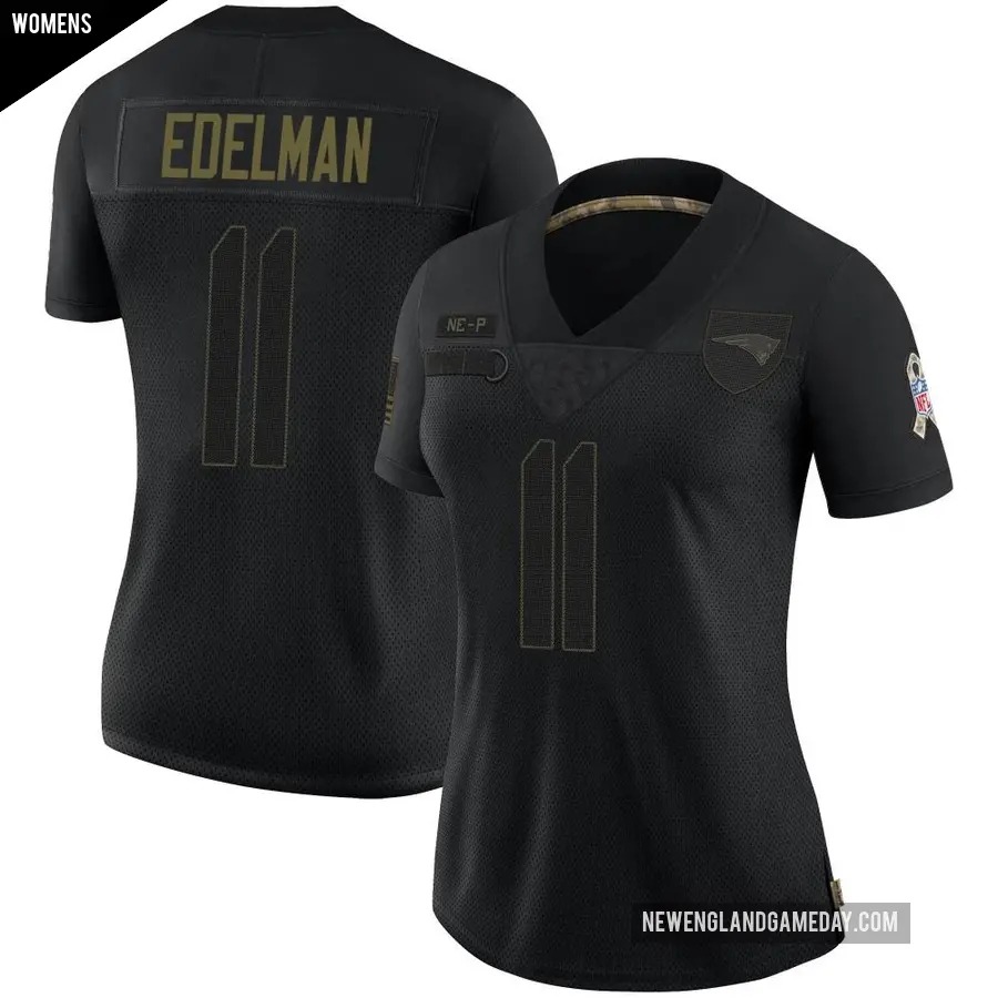 Women's New England Patriots ＃11 Julian Edelman Black Limited 2020 Salute To Service Jersey