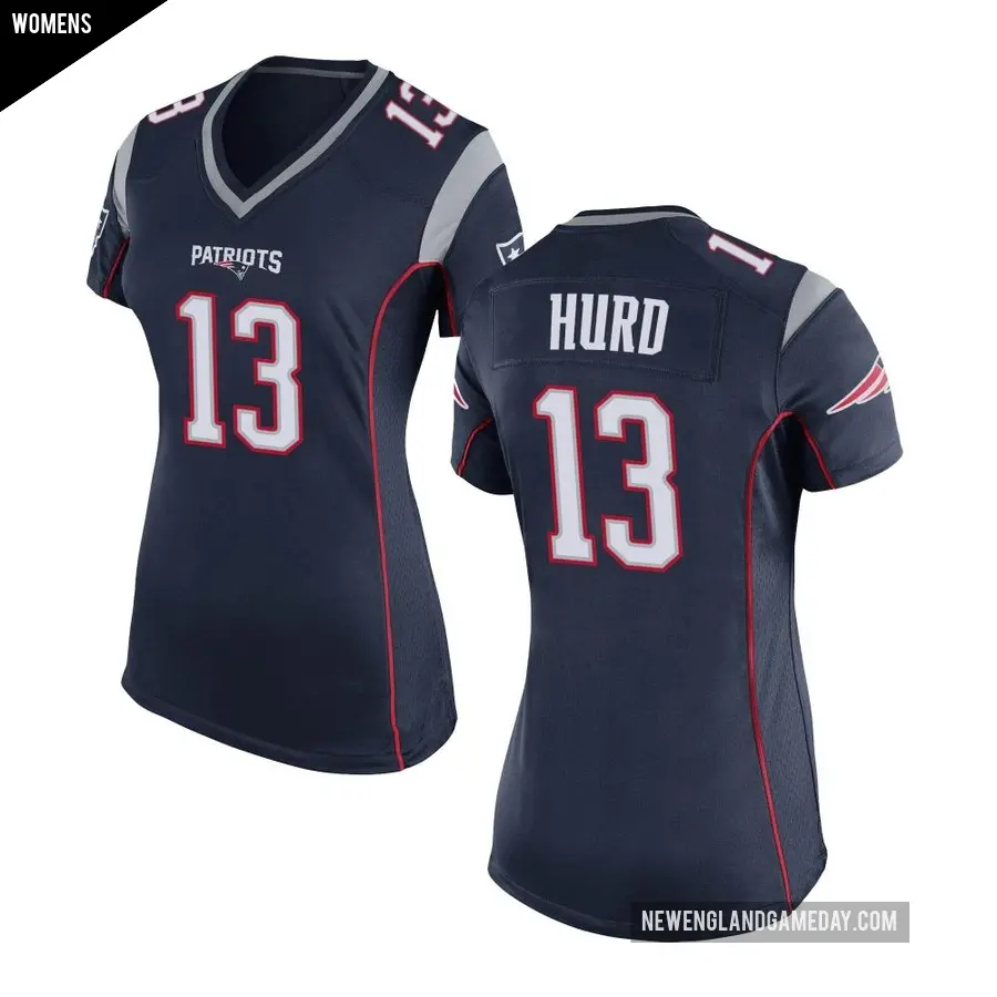 Women's New England Patriots ＃13 Jalen Hurd Navy Blue Game Team Color Jersey