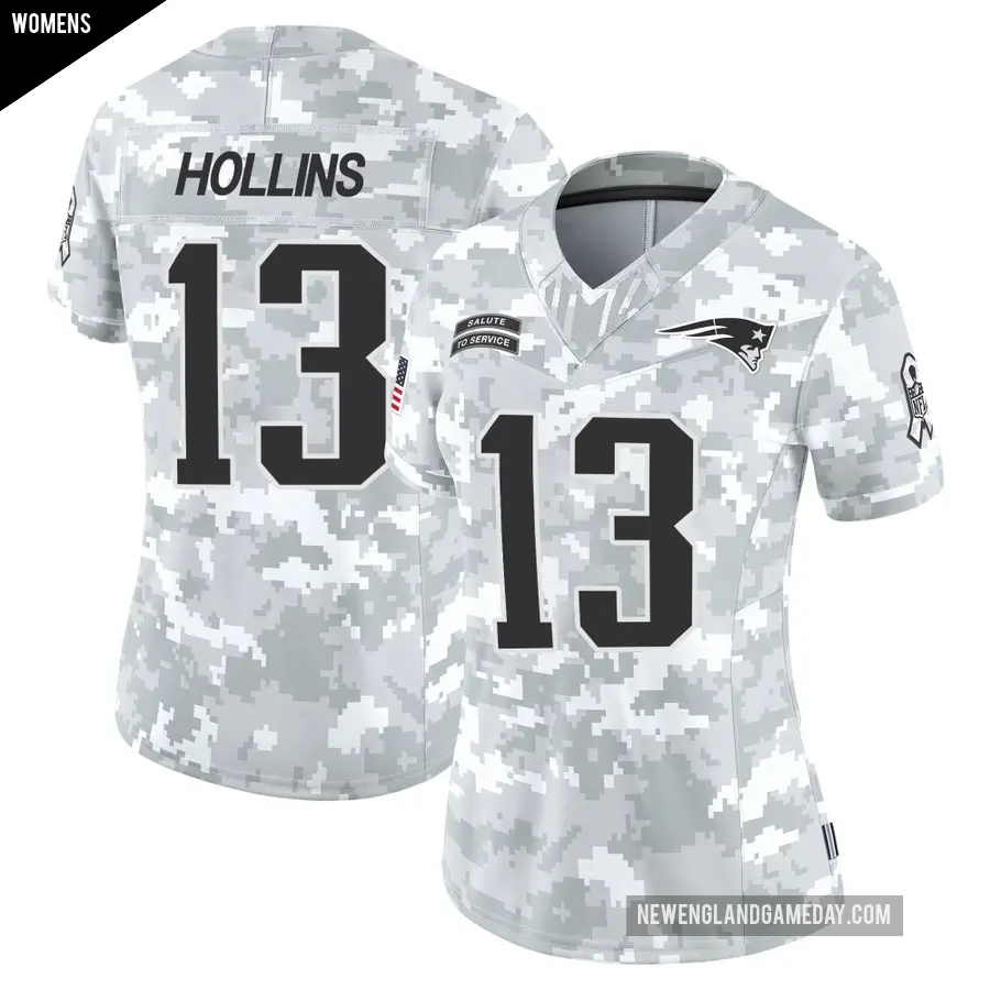 Women's New England Patriots ＃13 Mack Hollins Arctic Camo Limited 2024 Salute to Service Jersey
