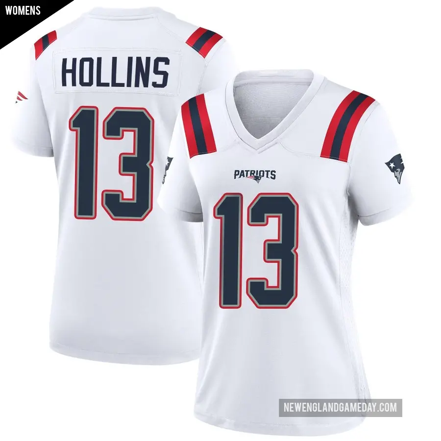 Women's New England Patriots ＃13 Mack Hollins White Game Jersey
