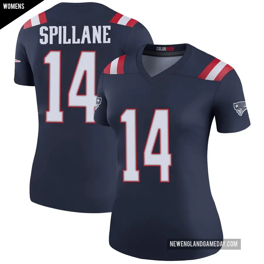 Women's New England Patriots ＃14 Robert Spillane Navy Legend Color Rush Jersey