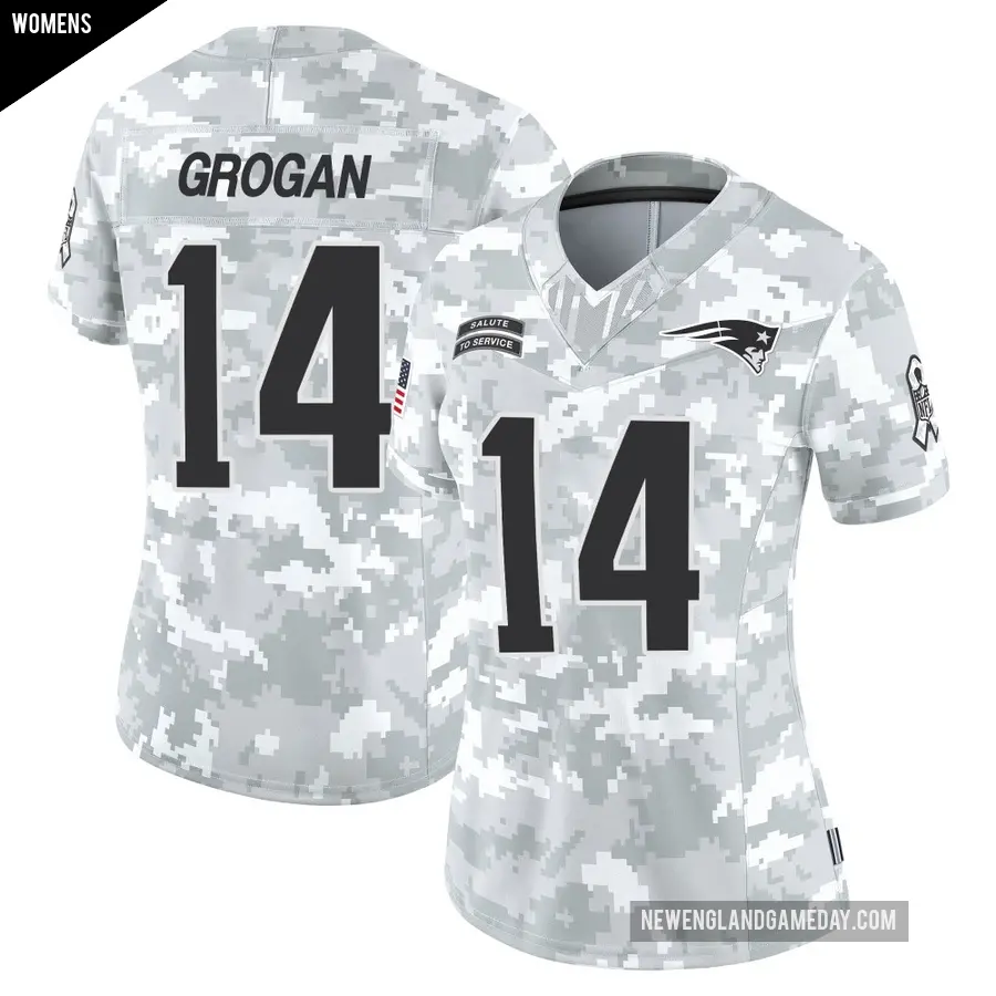 Women's New England Patriots ＃14 Steve Grogan Arctic Camo Limited 2024 Salute to Service Jersey