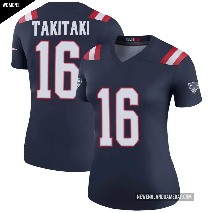 Women's New England Patriots ＃16 Sione Takitaki Navy Legend Color Rush Jersey