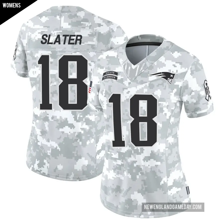 Women's New England Patriots ＃18 Matthew Slater Arctic Camo Limited 2024 Salute to Service Jersey