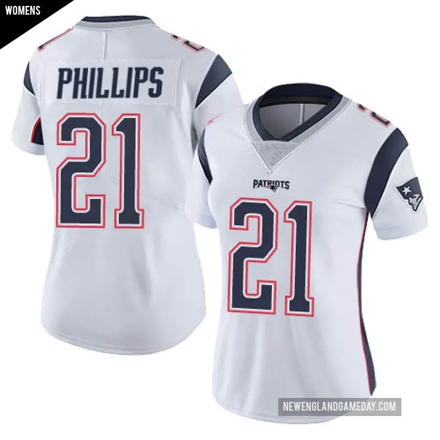 Women's New England Patriots ＃21 Adrian Phillips White Limited Vapor Untouchable Jersey