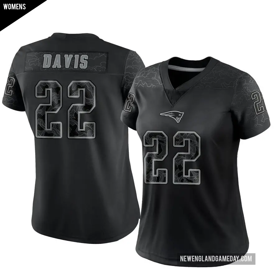 Women's New England Patriots ＃22 Cody Davis Black Limited Reflective Jersey